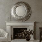 Круглое зеркало Cosmos серебряное в восточном стиле