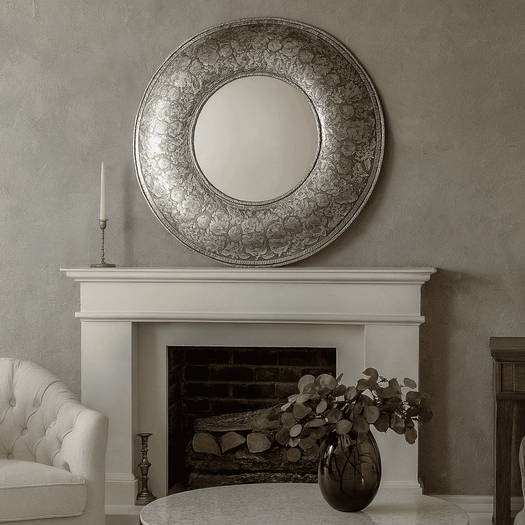 Круглое зеркало Cosmos серебряное в восточном стиле Круглое зеркало Cosmos серебряное в восточном стиле — изображение 1