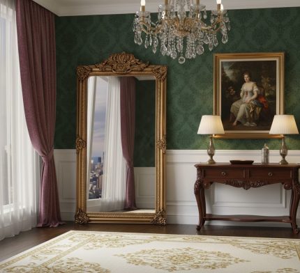 Зеркало в золотой резной раме в полный рост Чикаго