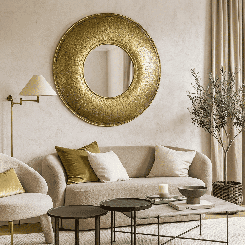 Круглое зеркало Cosmos золотое в восточном стиле Круглое зеркало Cosmos золотое в восточном стиле — изображение 1