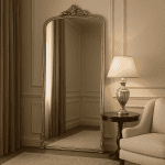 Зеркало в арочной резной серебряной раме Excellence